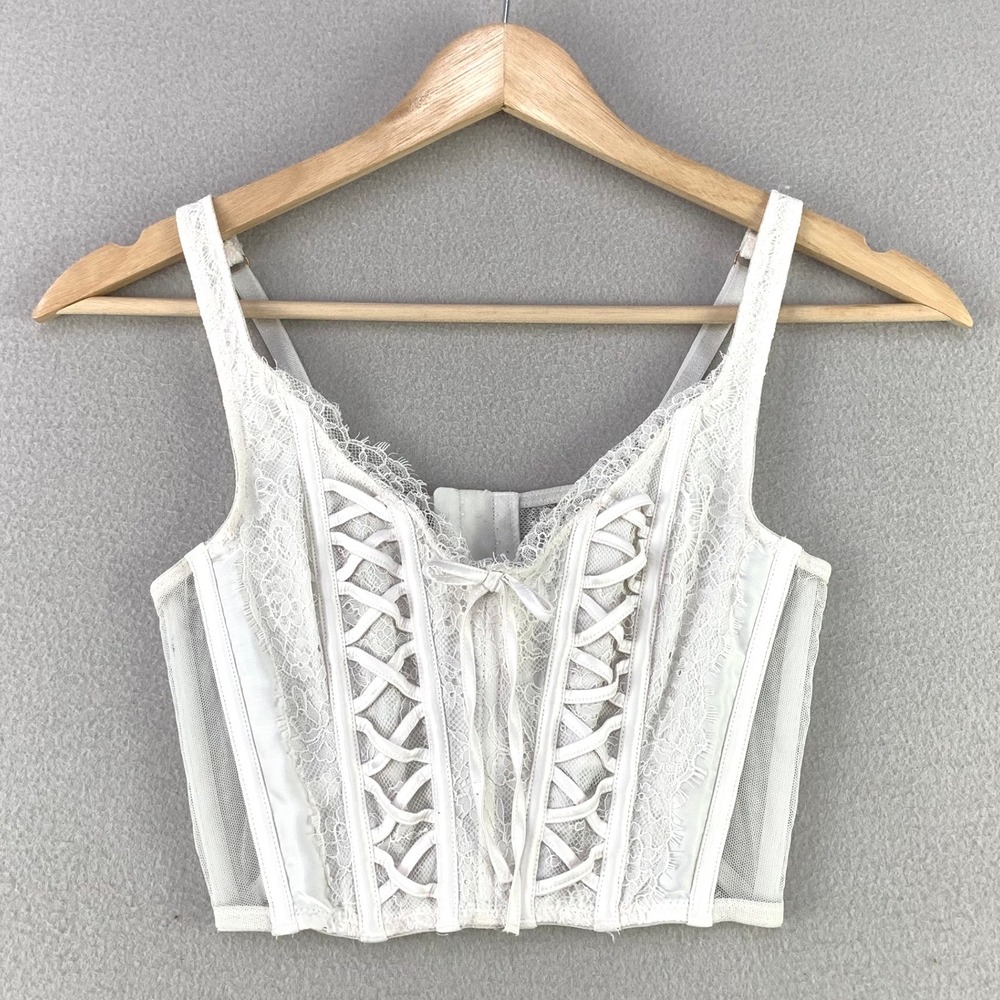 VTG Y2K Victoria's Secret Dream Angels Corset Top Women S White Lace Up Bustier